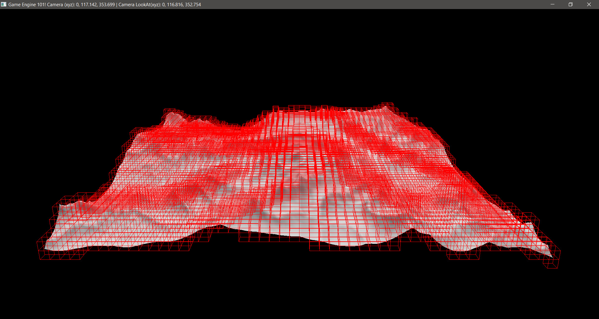 AABBs throughout the mesh terrain